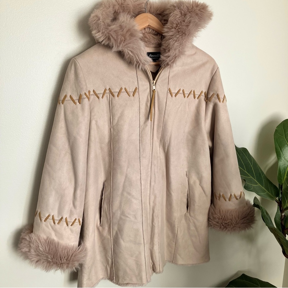 Vintage Faux Fur Lined Inuit Style Coat